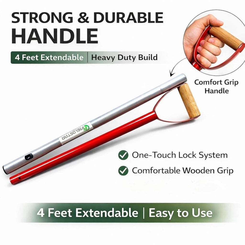 Fieldstar 3-Piece Garden Tool Set 4 Ft Handle Heavy Duty Hoe Weeding Cultivate Garden Tool Kit (3 Tools)
