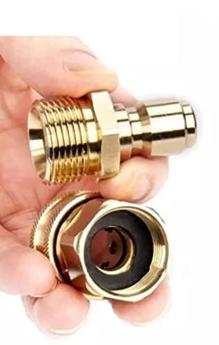 Fieldstar Brass Quick Connect Adapter Set for Pressure Washer Hose Pipe, M22 x 15 mm, 2 Male + 2 Female Fittings, Leak-Proof Quick Couplers, Compatible with Most Car Wash Pressure Washer Hoses