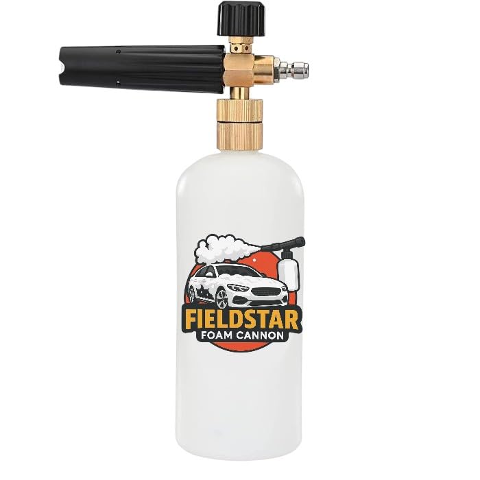 Fieldstar Plastic Adjustable Foam Cannon 1 Liter Bottle Snow Foam Lance, Brass Thread with 1/4" Quick Connector Foam Blaster for Pressure Gun (Compatible with JPT, STARQ, RESQTECH Pressure Washer)