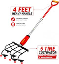 Fieldstar 5 Tine Hand Cultivator with 4 Ft Handle