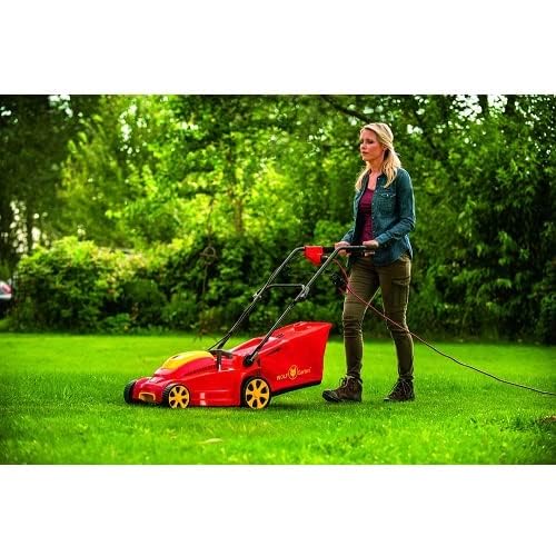 FIELDSTAR with Wolf Garten 18Bkejs2650 1400W 3500 RPM Electric 3-in-1 Push Lawn Mower with Soft Grip Handle,13 Inch Winged Blade,Maximum Mowing Area 250 Metre Square,30 L Grass Catcher Capacity