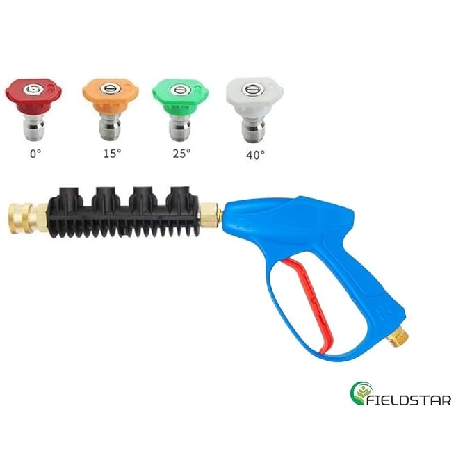 Fieldstar Pressure Washer Gun with Transparent Foam Cannon | Car Wash Foam Gun with 1/4" Quick Connector | 1L Bottle & 5 Color Spray Nozzles