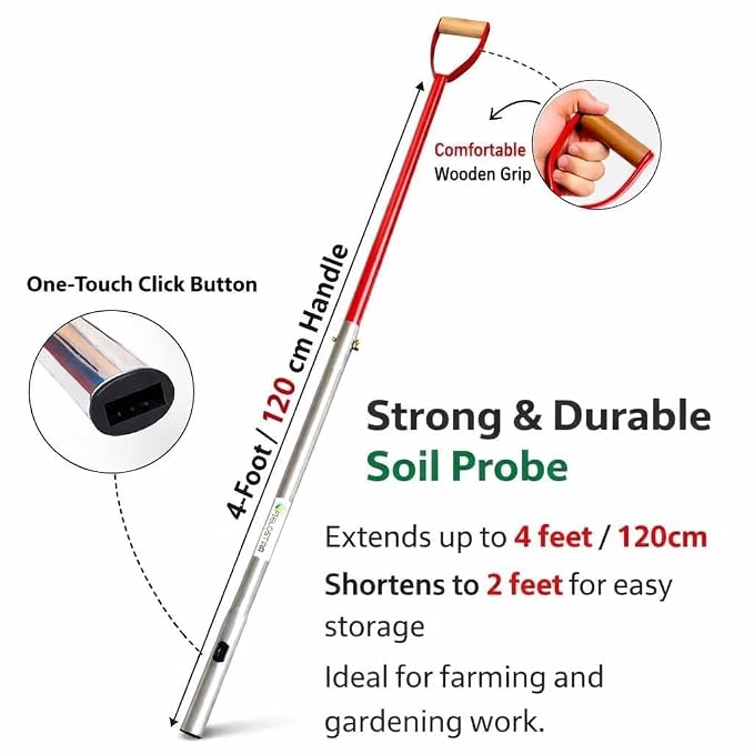 Fieldstar Heavy Duty Garden & Agriculture Tool Kit | Carbon Steel Cultivator + 120 cm (4 Feet) Click Lock Handle | Manual Weeder for Gardening & Farming | Combo of 2 | Made in India