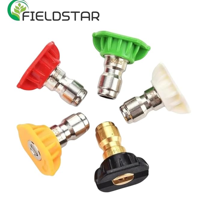 Fieldstar Premium 5-Piece 1/4-Inch Quick Connect Pressure Washer Nozzle Tips (0°, 15°, 25°, 40°, 65°) – Universal for 4000 PSI, Suitable for All High Car Washers