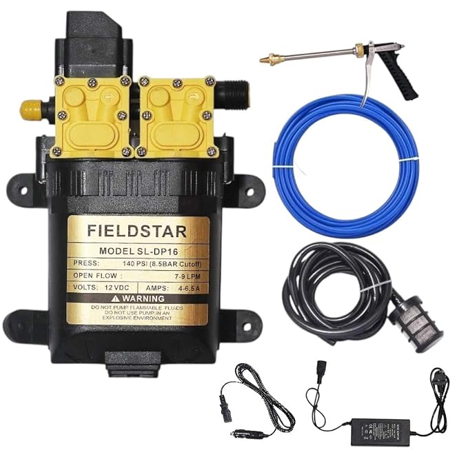 Fieldstar Car High Pressure Vehicle Washer Set-Mounted, (12V 140PSI) Multi 8
