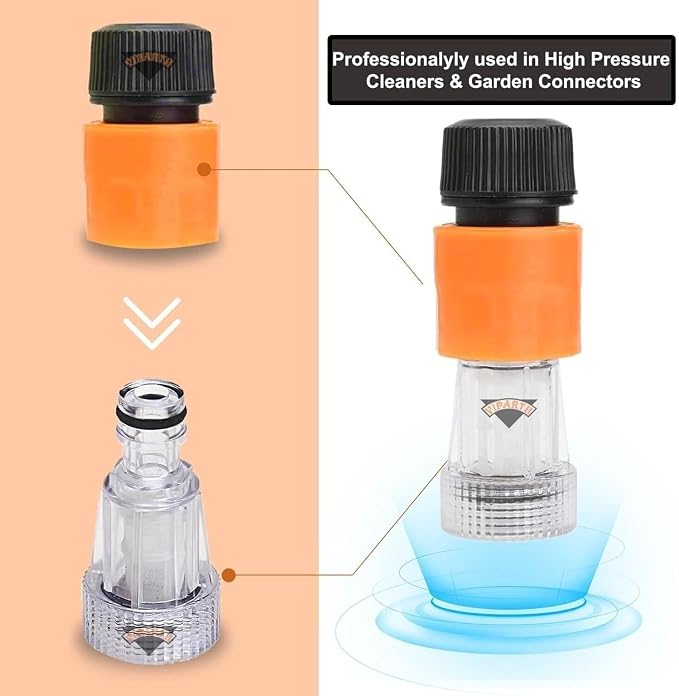 Fieldstar Pressure Washer Quick Connectors & Water Filter Set | 3 Pcs Universal High-Pressure Washer Hose Connector Kit | Car Washer Hose Fittings