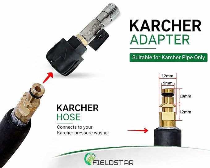 Fieldstar Brass Adapter with 5° High Pressure Nozzle | Quick Connect Car Washer Connector | Suitable for Karcher Type Pipe | Leak Proof