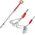 FIELDSTAR Garden & Agriculture Tool Kit | Carbon Steel Cultivator + Rake Weeder + 120 cm 4 Feet Click Lock Handle Heavy Duty Manual Tools for Gardening, Farming & Weeding Combo of 3 Made in India