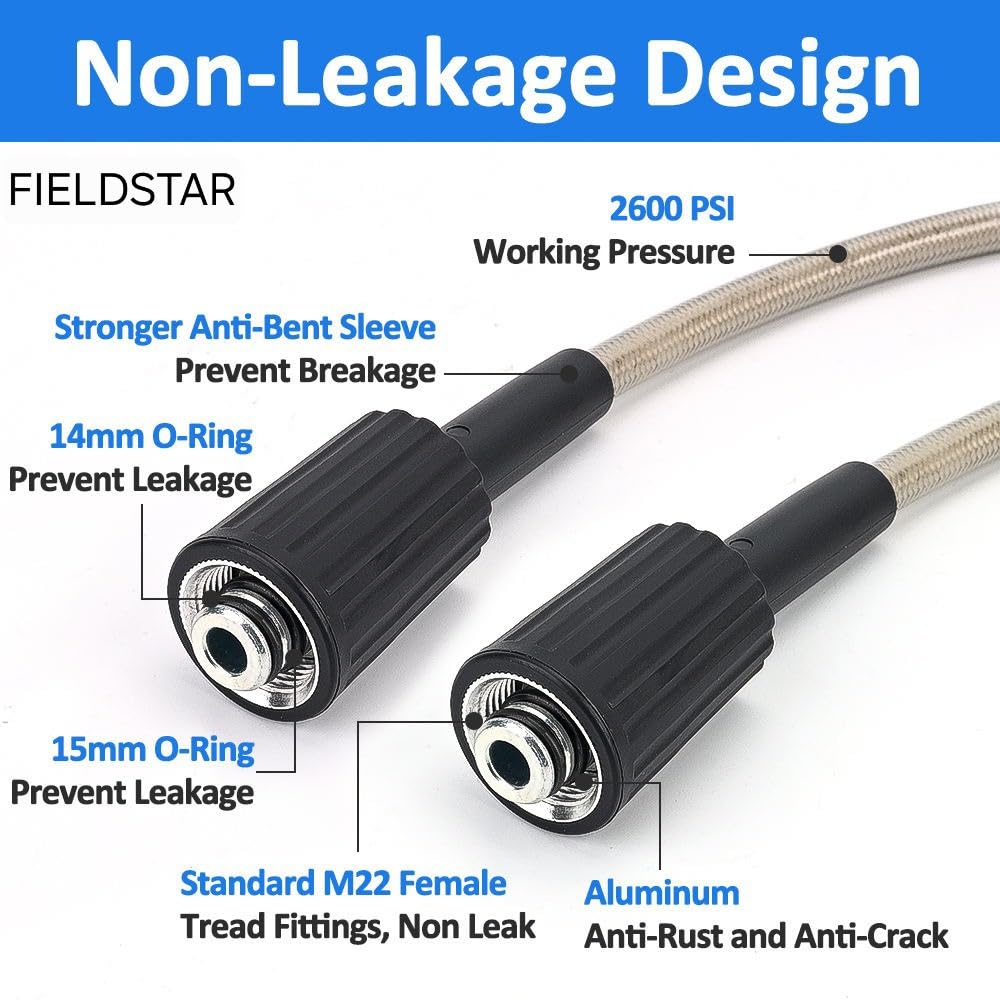 Fieldstar Premium Golden Pressure Washer Hose Pipe – 8 Metre