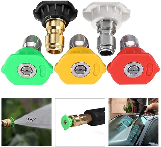 Fieldstar Premium 5-Piece 1/4-Inch Quick Connect Pressure Washer Nozzle Tips (0°, 15°, 25°, 40°, 65°) – Universal for 4000 PSI, Suitable for All High Car Washers