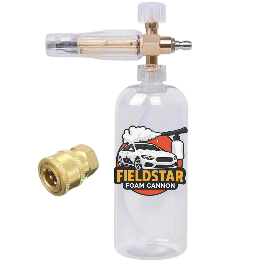 Fieldstar Car Pressure Washer Gun with Foam Cannon | Heavy Duty Car Wash Foam Gun with 1/4" Quick Connector & 1L Bottle | Compatible with STARQ, Vantro, Aimex, Shakti, iBELL & Most Pressure Washers
