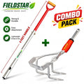 Fieldstar Heavy Duty Garden & Agriculture Tool Kit | Carbon Steel Cultivator + 120 cm (4 Feet) Click Lock Handle | Manual Weeder for Gardening & Farming | Combo of 2 | Made in India