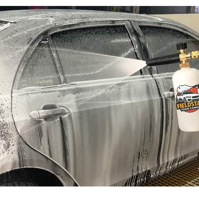 Fieldstar Plastic Adjustable Foam Cannon 1 Liter Bottle Snow Foam Lance, Brass Thread with 1/4" Quick Connector Foam Blaster for Pressure Gun (Compatible with JPT, STARQ, RESQTECH Pressure Washer)