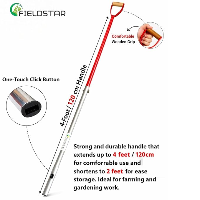 Fieldstar Heavy Handle 120 cm / 4 Feet Suitable for Wolf Garten Tools (Made in India)