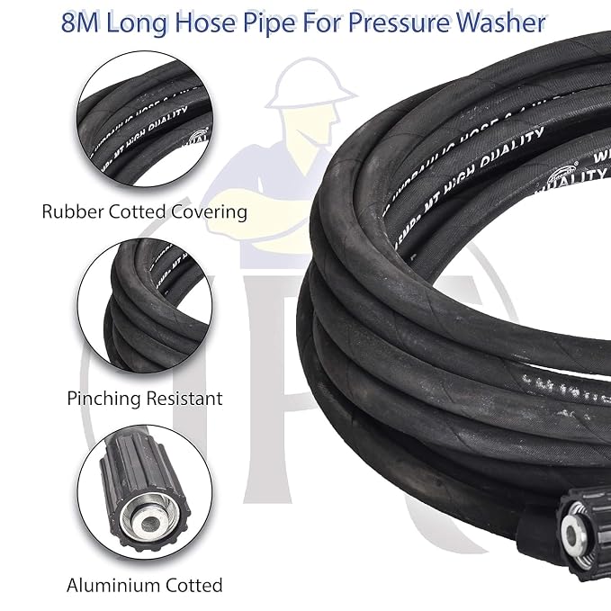Fieldstar Premium Combo Washer Pressure Gun, Compatible with JPT, STARQ, RESQTECH Pressure Washer (Gun with 08 MTR Hose Pipe)