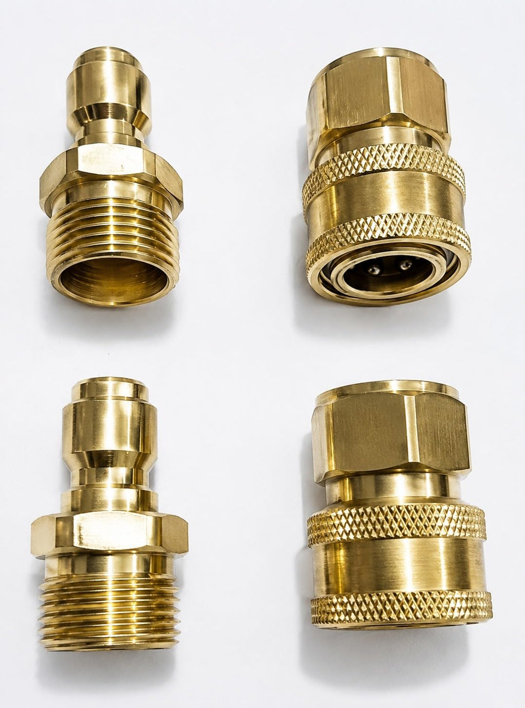 Fieldstar Brass Quick Connect Adapter Set for Pressure Washer Hose Pipe, M22 x 15 mm, 2 Male + 2 Female Fittings, Leak-Proof Quick Couplers, Compatible with Most Car Wash Pressure Washer Hoses