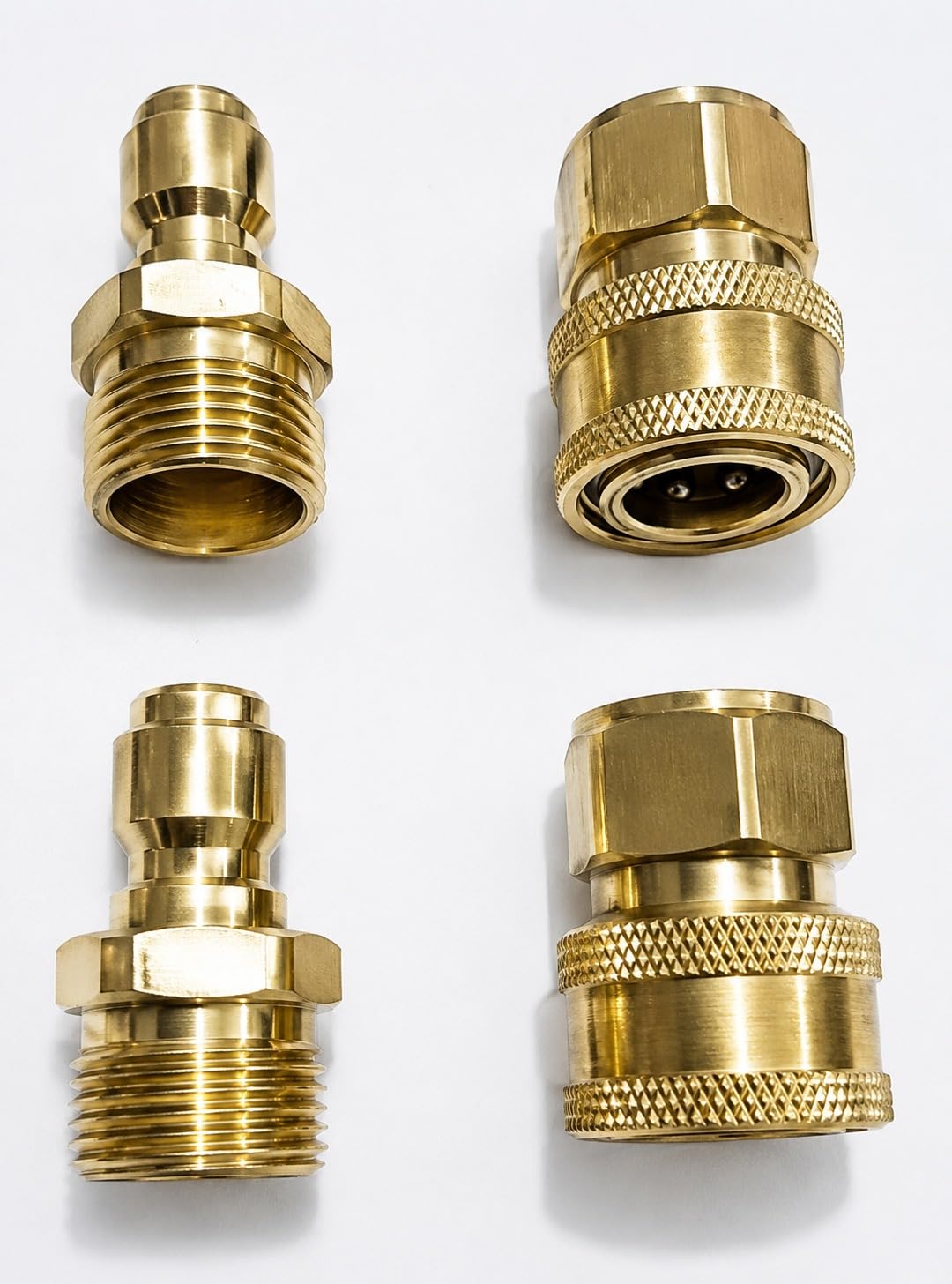 Fieldstar Brass Quick Connect Adapter Set for Pressure Washer Hose Pipe, M22 x 15 mm, 2 Male + 2 Female Fittings, Leak-Proof Quick Couplers, Compatible with Most Car Wash Pressure Washer Hoses
