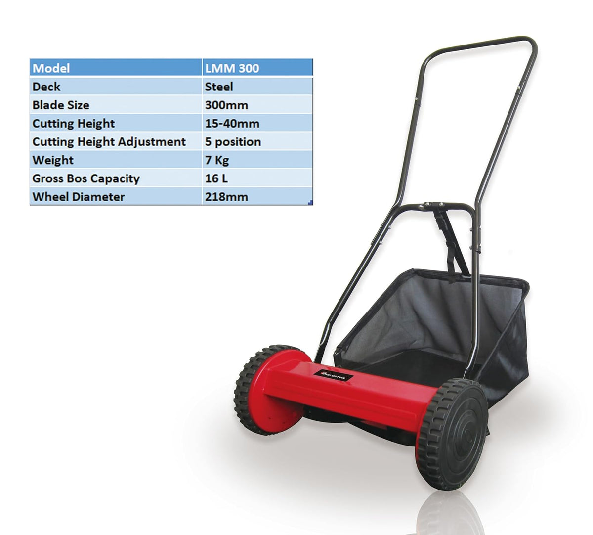 Fieldstar Push Manual Lawn Mower LMM300 | 16-Inch Reel Classic Grass Cutter with Metal Gear and 5-Position Height Adjustment for Home Garden | Not Recommended for Carpet Lawn