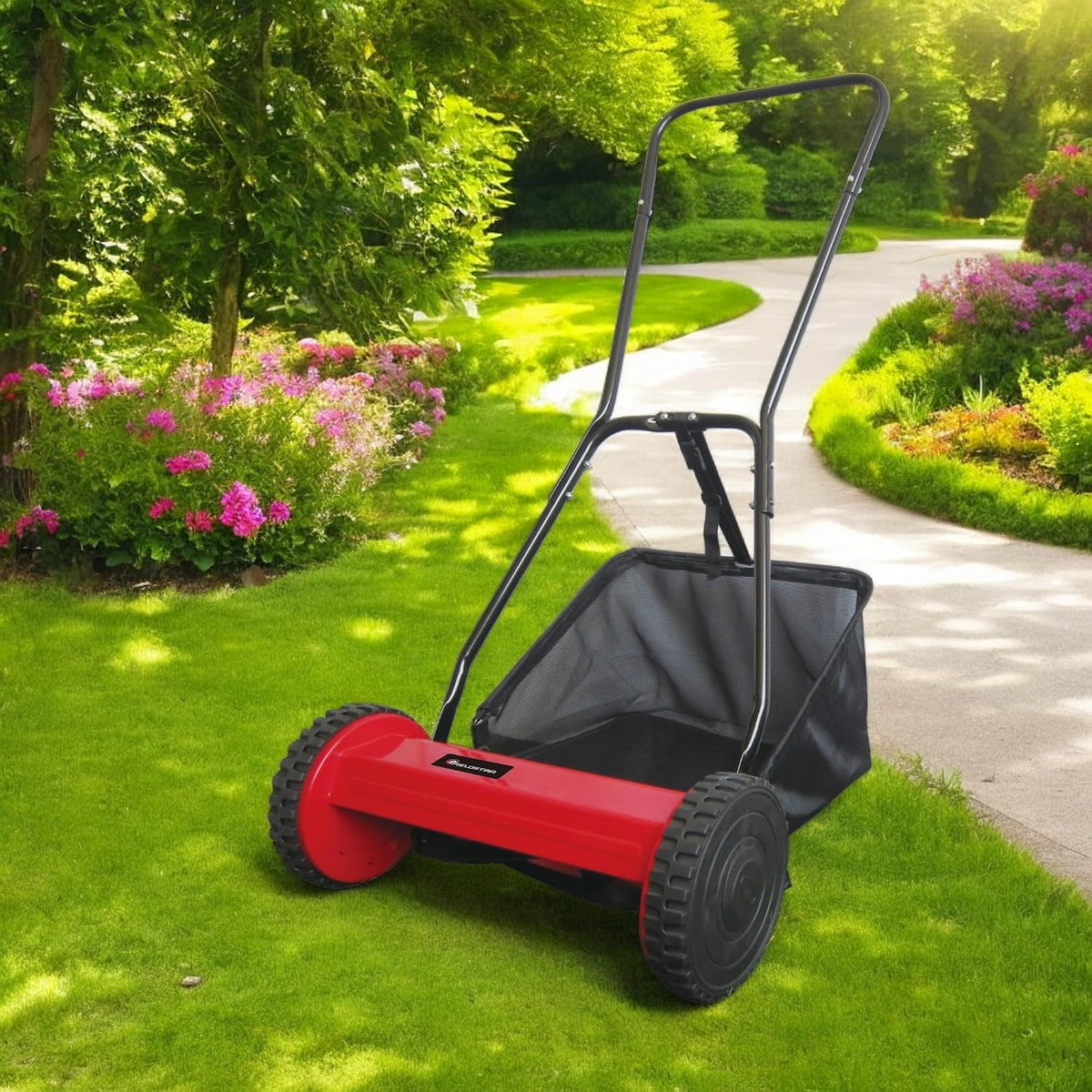 Fieldstar Push Manual Lawn Mower LMM300 | 16-Inch Reel Classic Grass Cutter with Metal Gear and 5-Position Height Adjustment for Home Garden | Not Recommended for Carpet Lawn