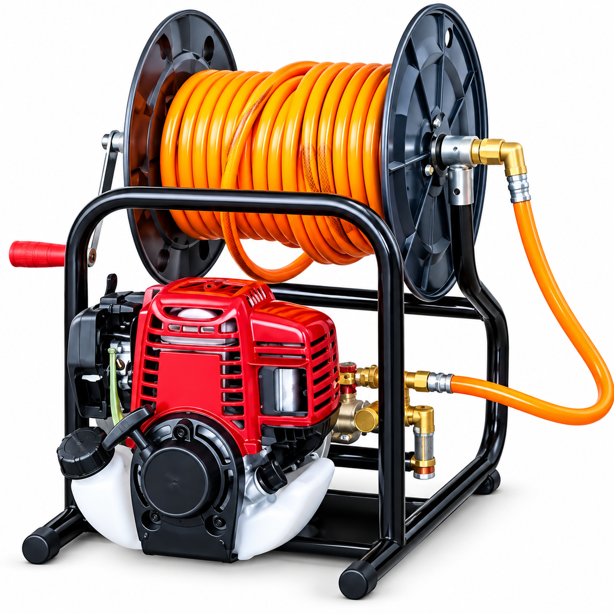 Fieldstar Petrol High Pressure Washer with Heavy-Duty Hose Reel & Spray Gun – Portable Power Cleaning Machine